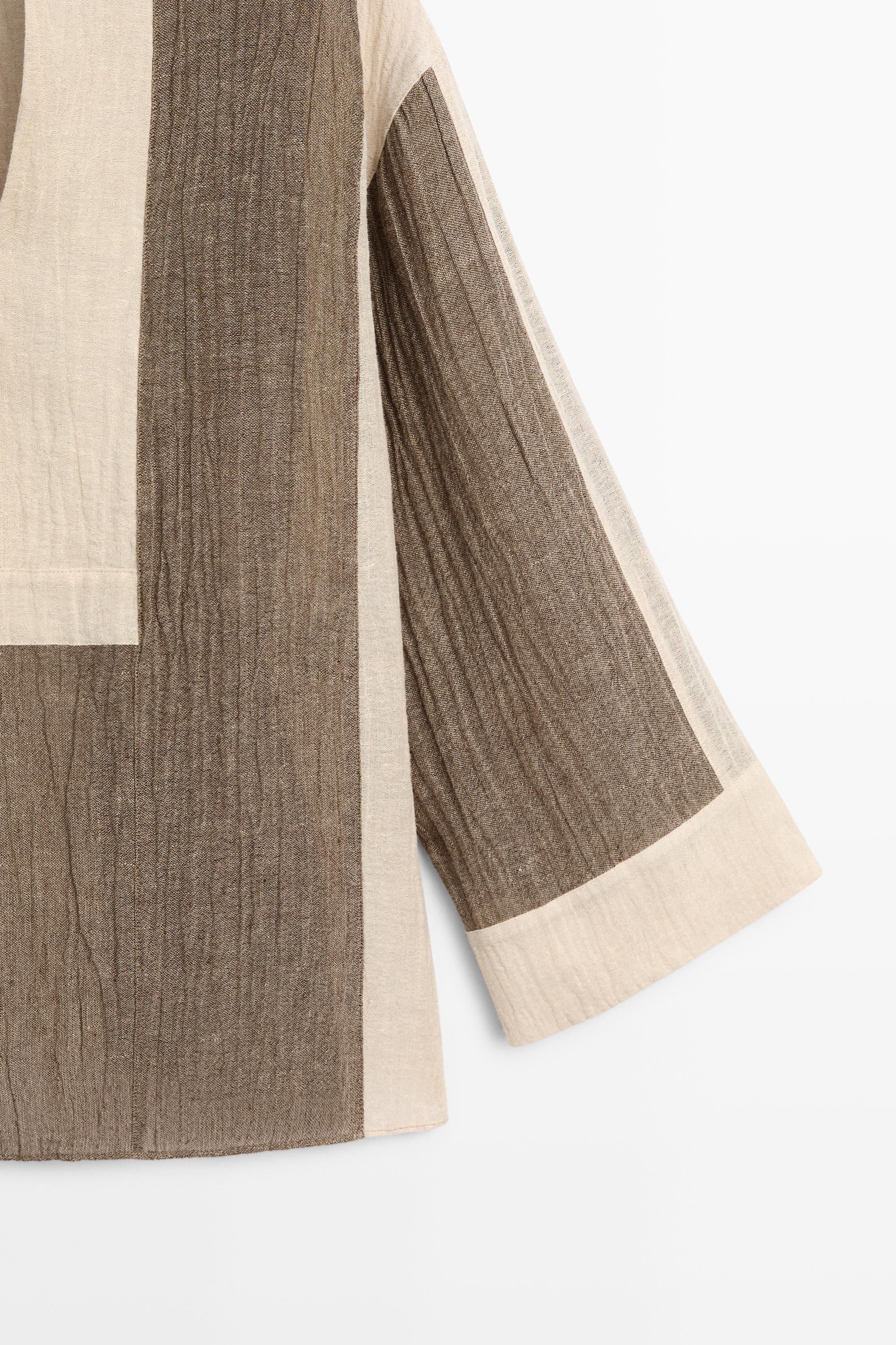 Flowing textured linen blend blouse